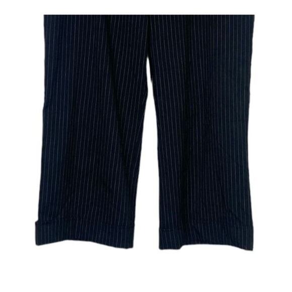 Lane Bryant Pinstripe Straight Leg Cropped Stretch Trouser Pant Pockets 18 Black - Picture 3 of 15
